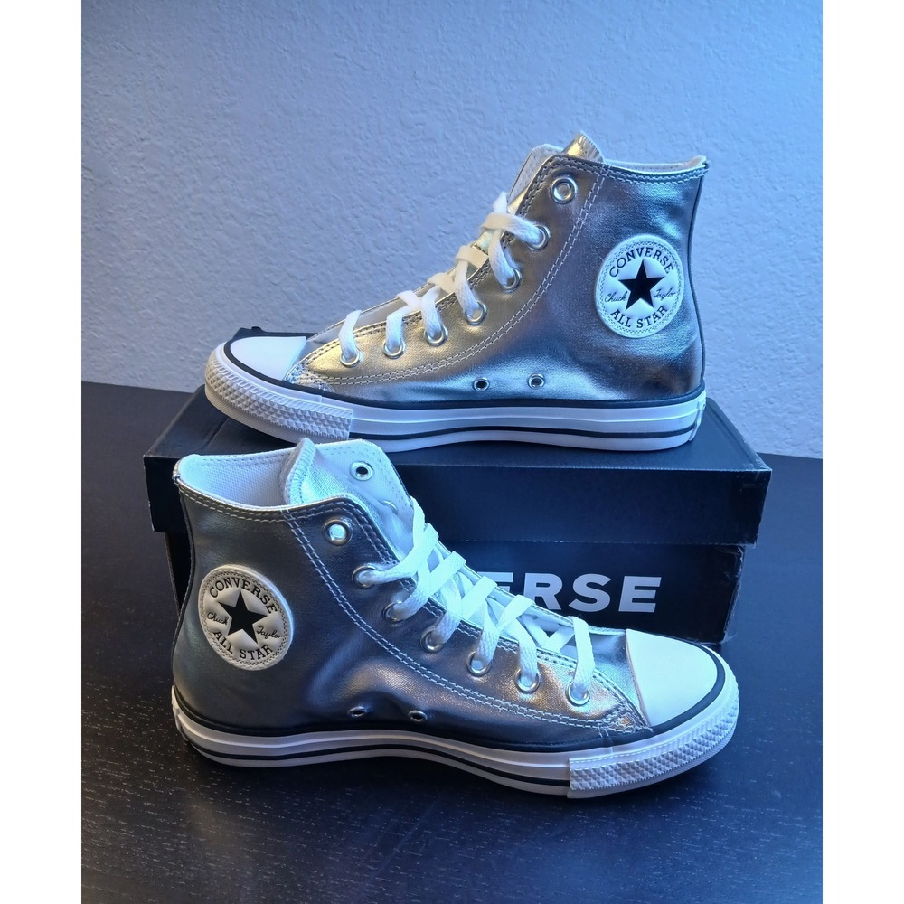 Converse Chuck Taylor All Star Hi Metallic Granite Silver Womens 7.5 A14875C New - Picture 11 of 12